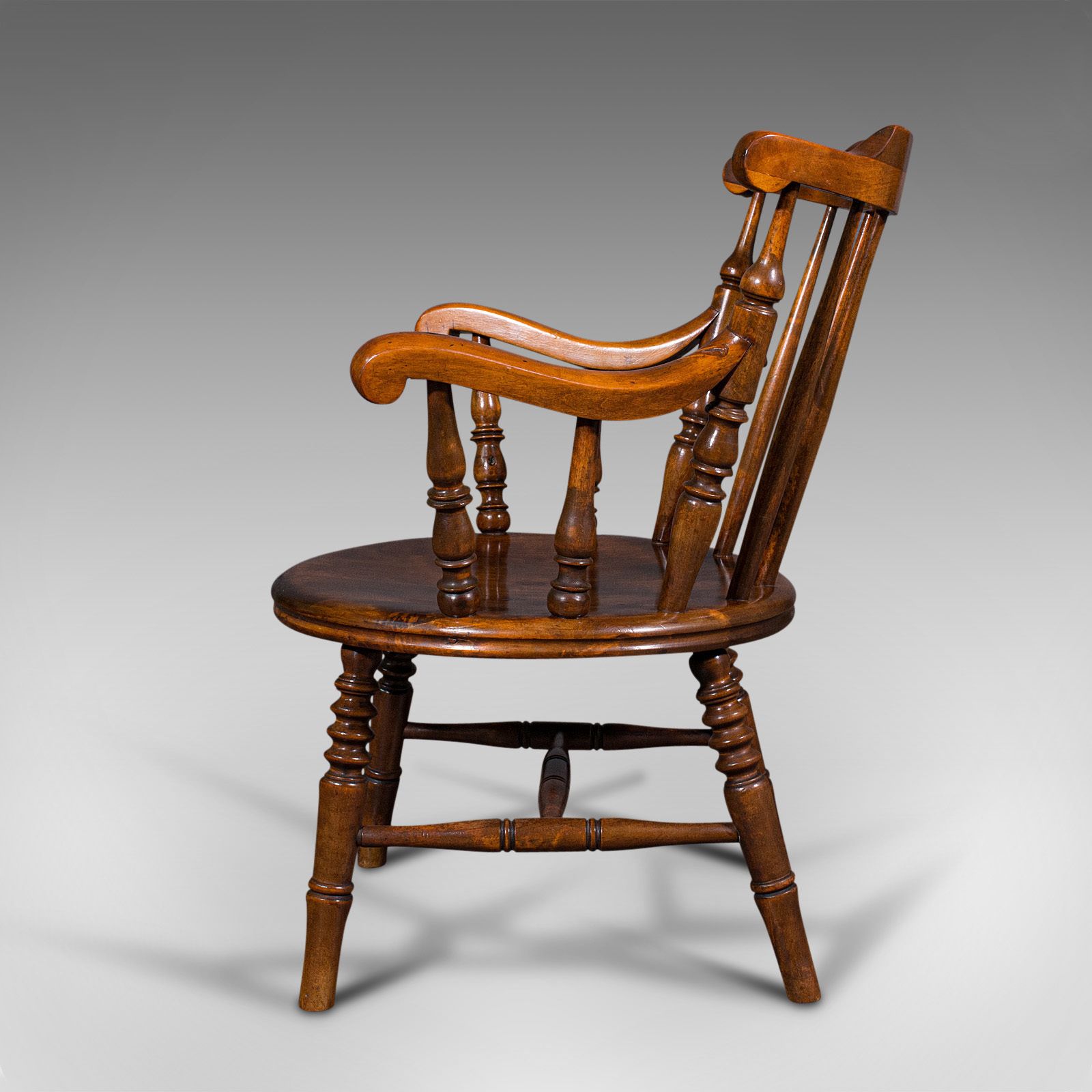 Antique Fireside Elbow Chair, English, Beech, Occasional Seat, C.1890 photo Furniture