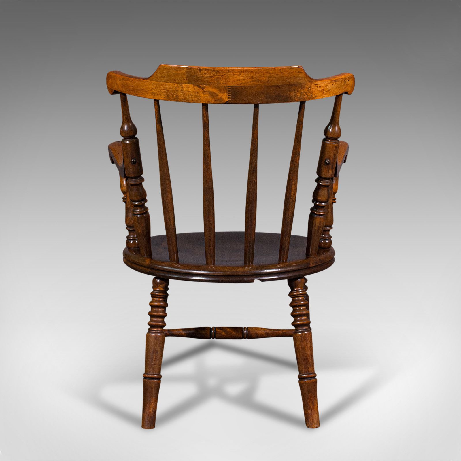 Antique Fireside Elbow Chair, English, Beech, Occasional Seat, C.1890 photo vintage