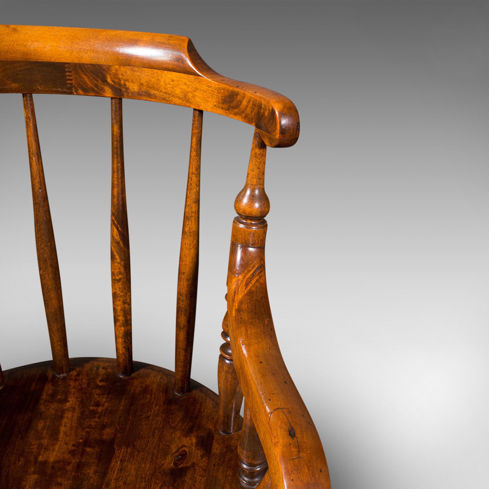 675.0 Antique Fireside Elbow Chair, English, Beech, Occasional Seat, C.1890 photo