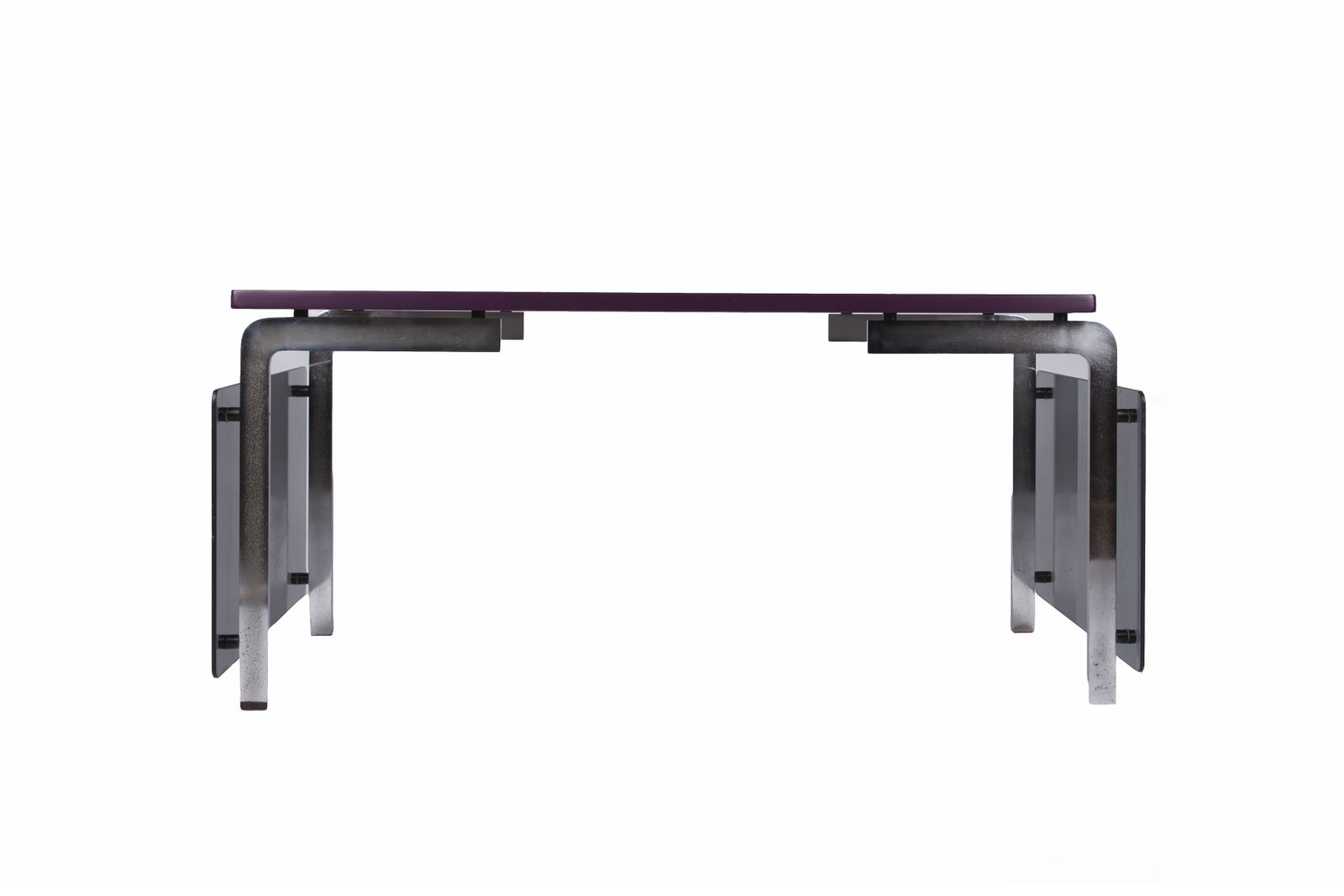 Modernist Art Deco Desk,Chromed Metal Structure,Transparent Glass Side Panels