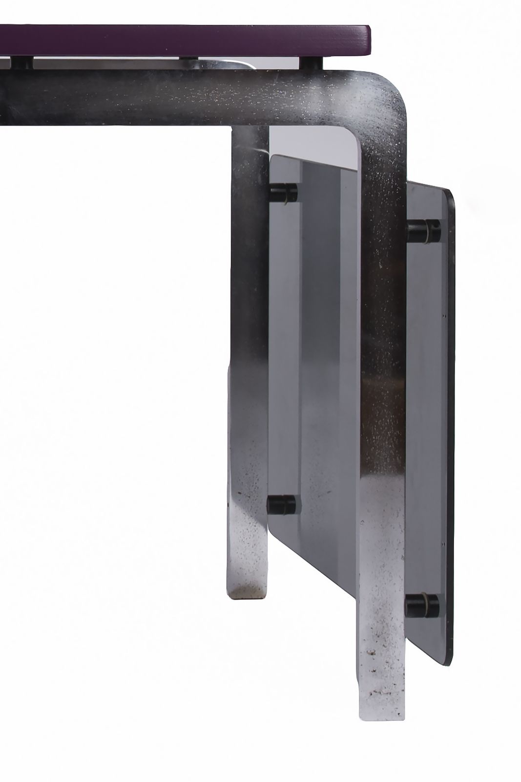 Modernist Art Deco Desk,Chromed Metal Structure,Transparent Glass Side Panels photo furniture