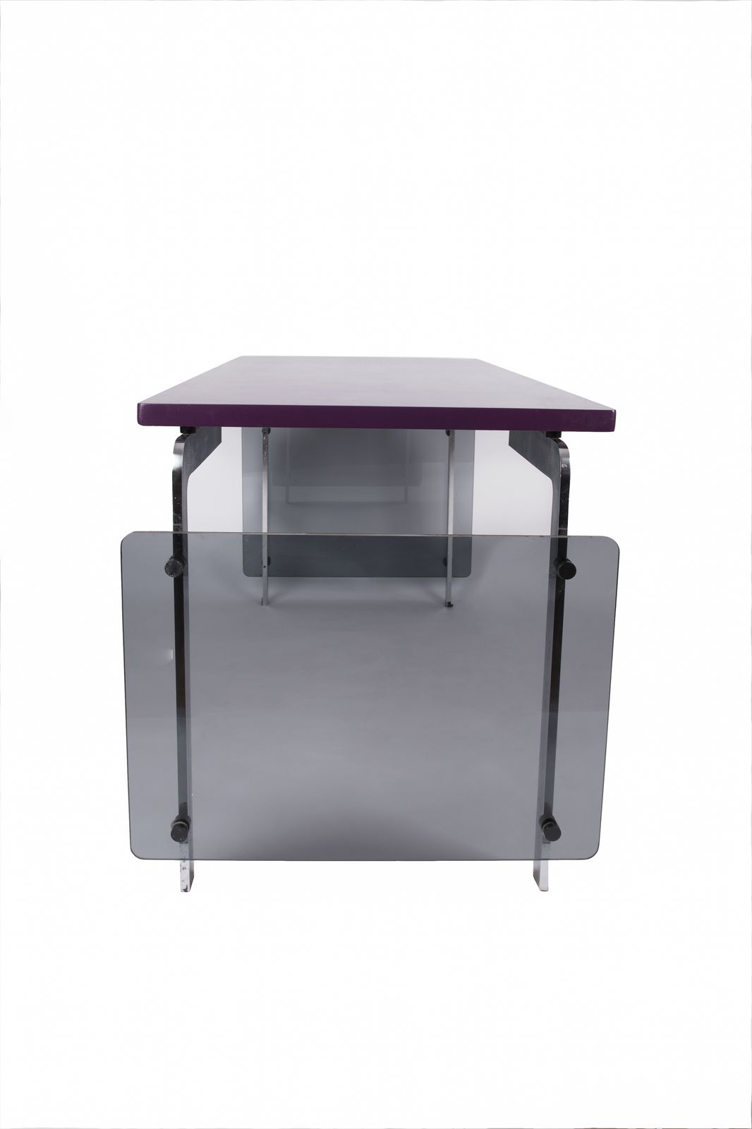 Modernist Art Deco Desk,Chromed Metal Structure,Transparent Glass Side Panels photo Furniture