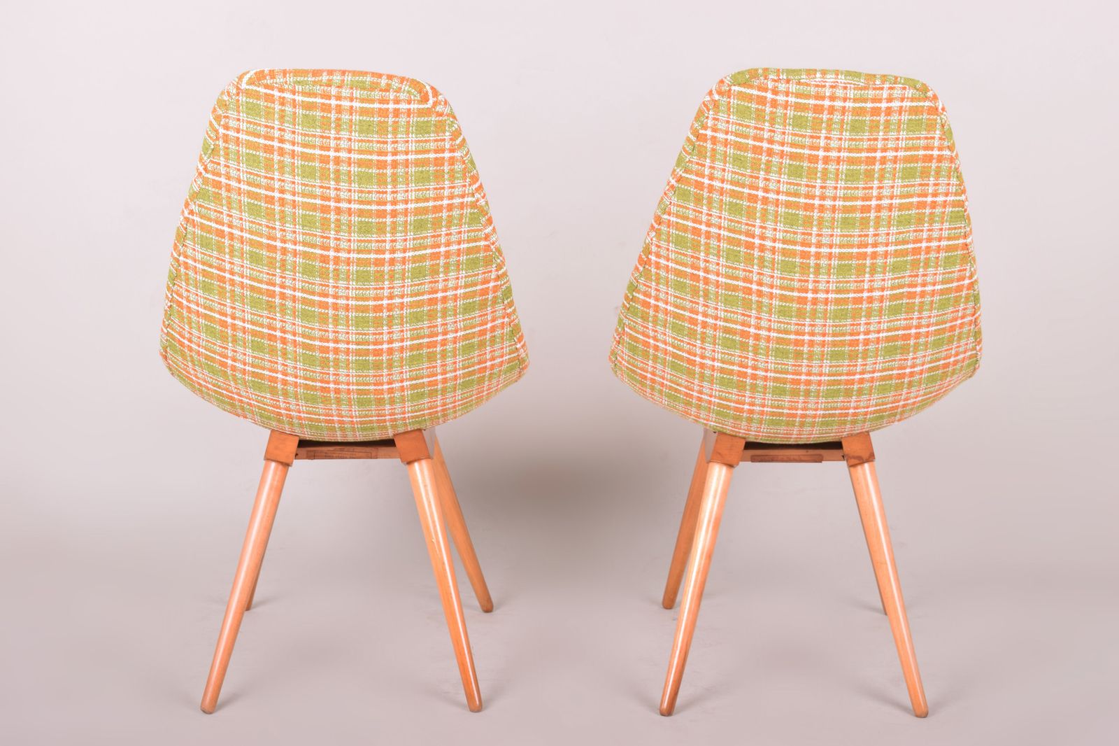 Restored Pair Of Czech Midcentury Chairs, 1950 1960, Made Out Of Beech & Fabric, Designed By Miroslav Navratil photo furniture