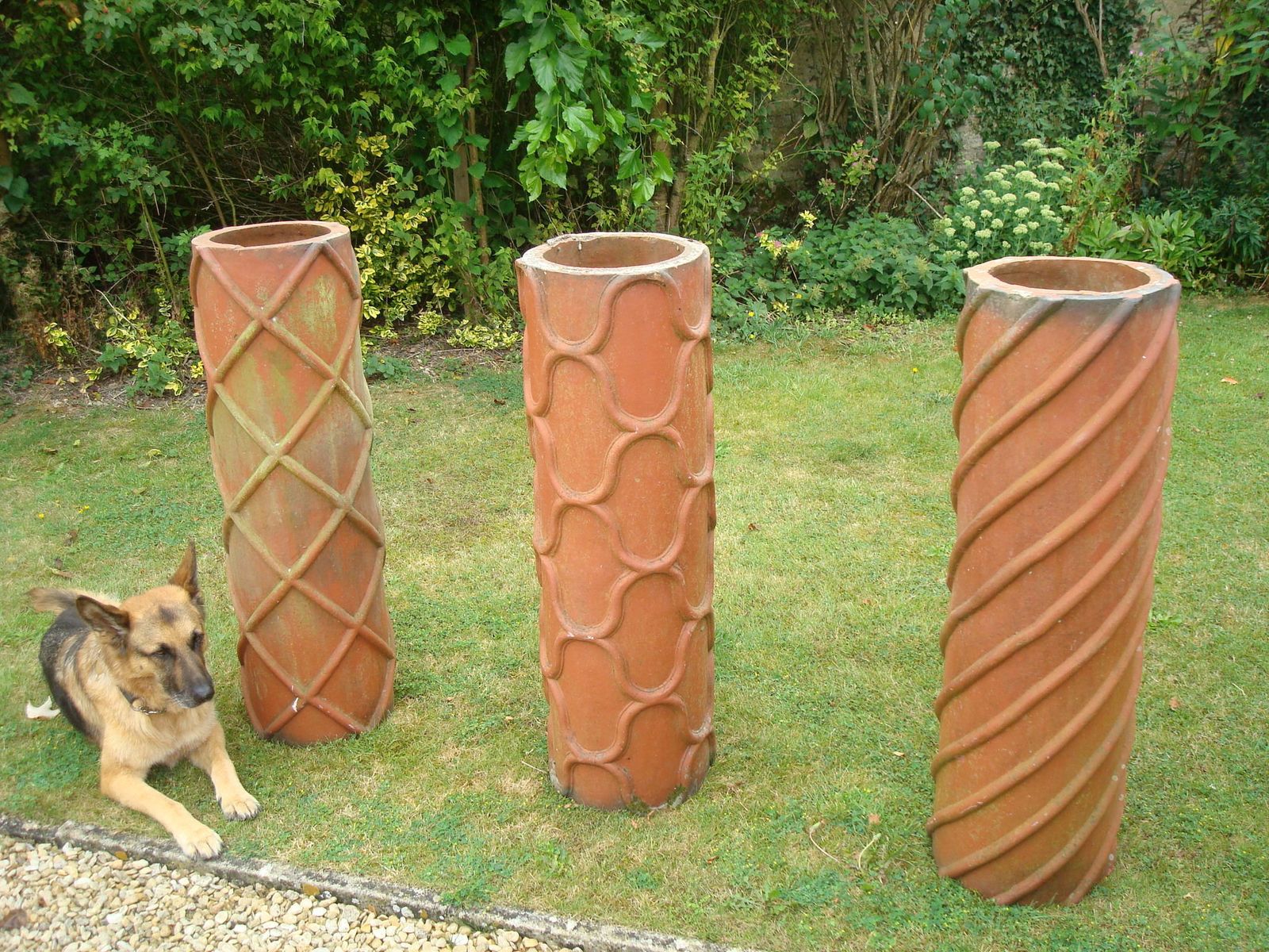 19th Century Trio Of Large Terracotta Chimney Pots photo for sale