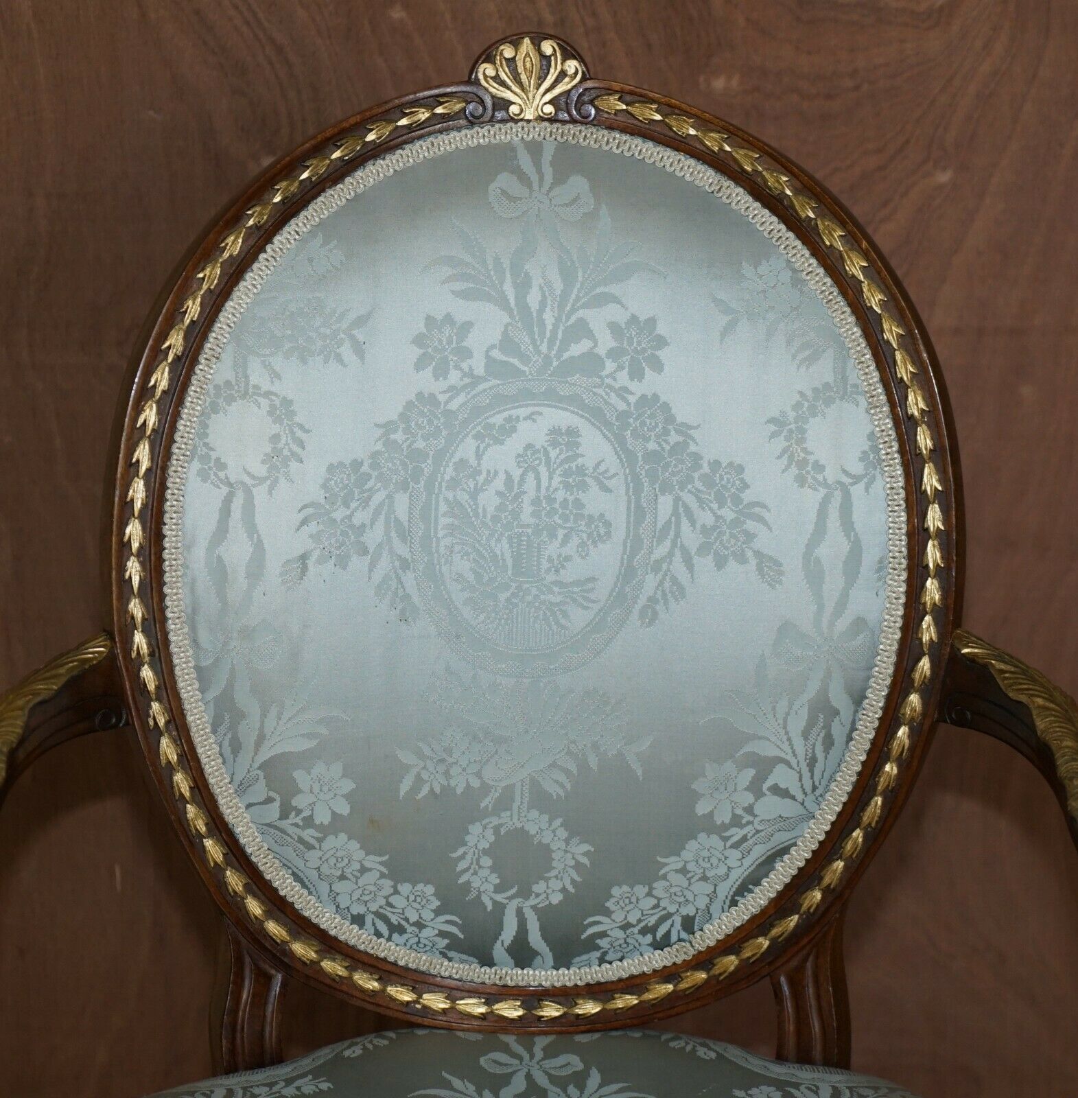 Stunning George Hepplewhite Style Mahogany Giltwood Georgian Armchair Circa 1900 photo for sale