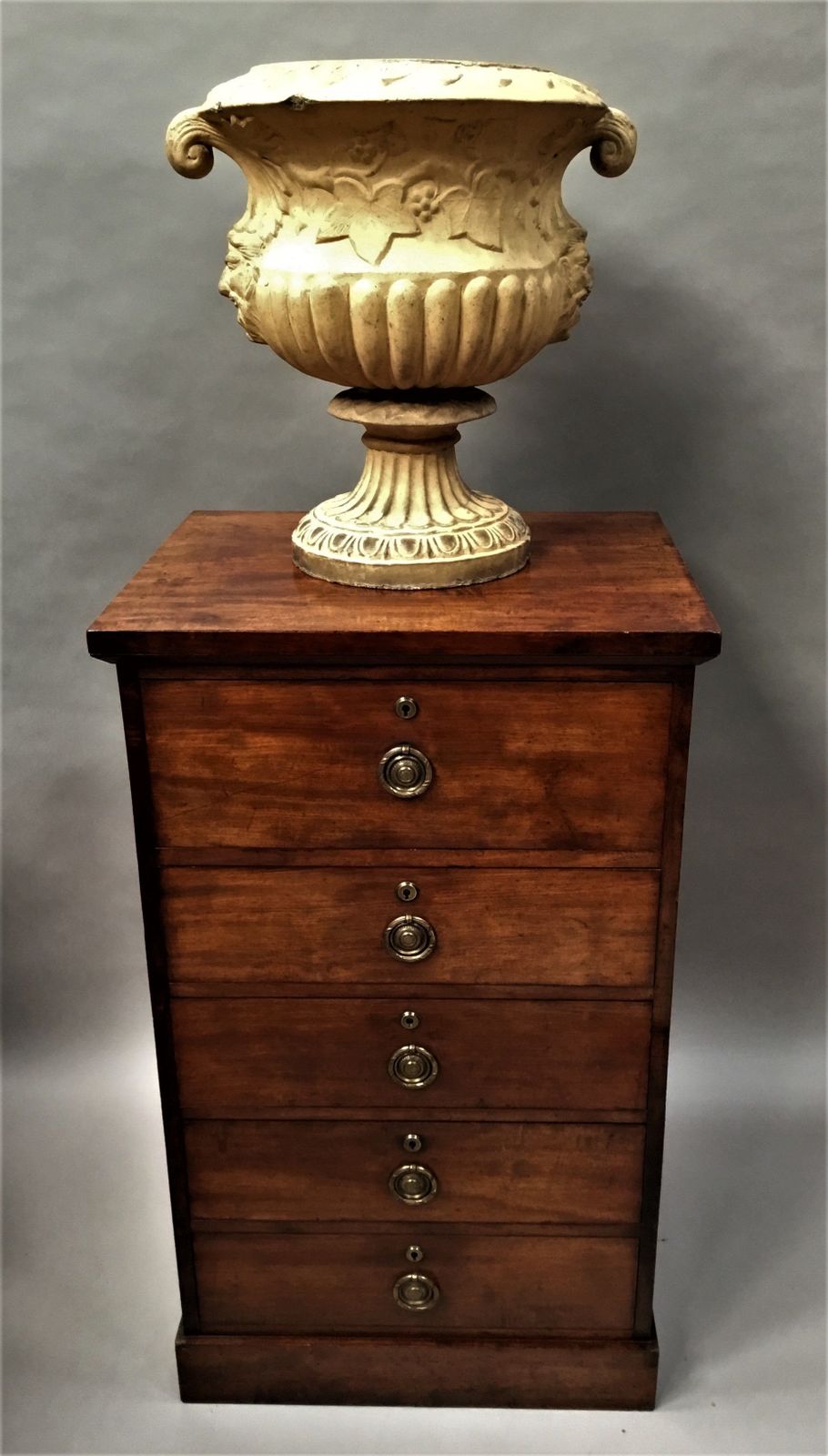 Regency Mahogany Secretaire Chest Of Drawers Pedestal Cabinet photo vinterior