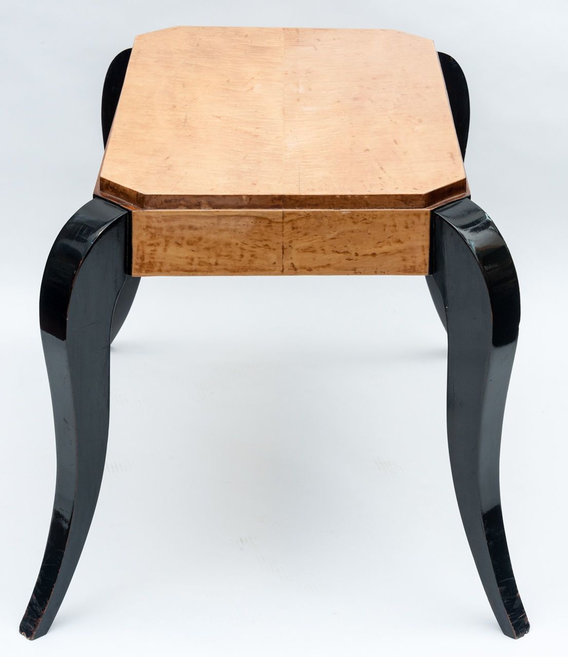 Art Deco Birds Eye Maple And Ebonised Center Table photo vinterior