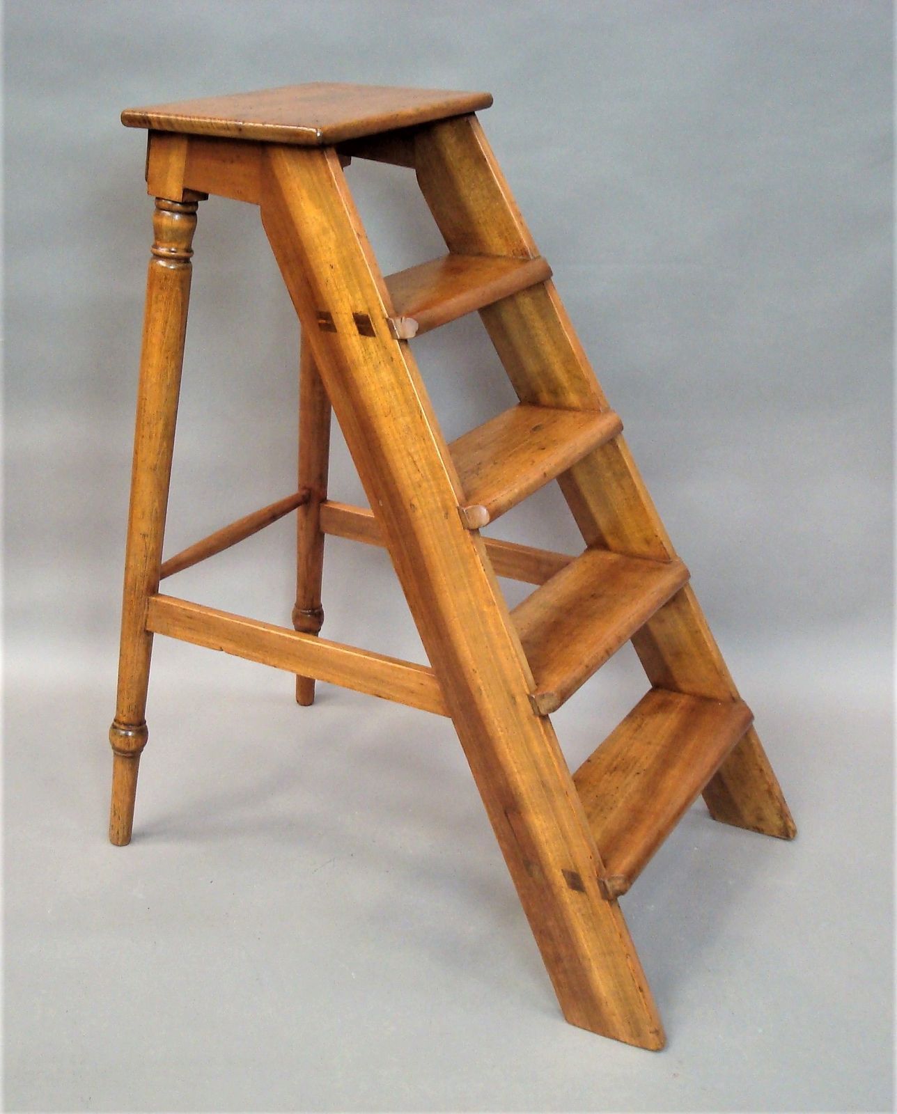 C19th English Set Of Fruitwood Library Steps photo for sale