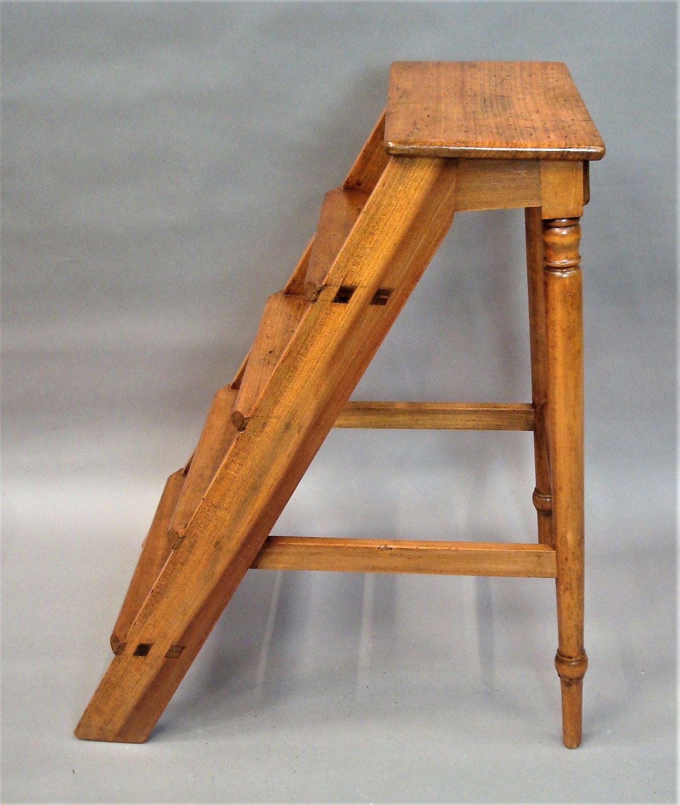 C19th English Set Of Fruitwood Library Steps photo vinterior