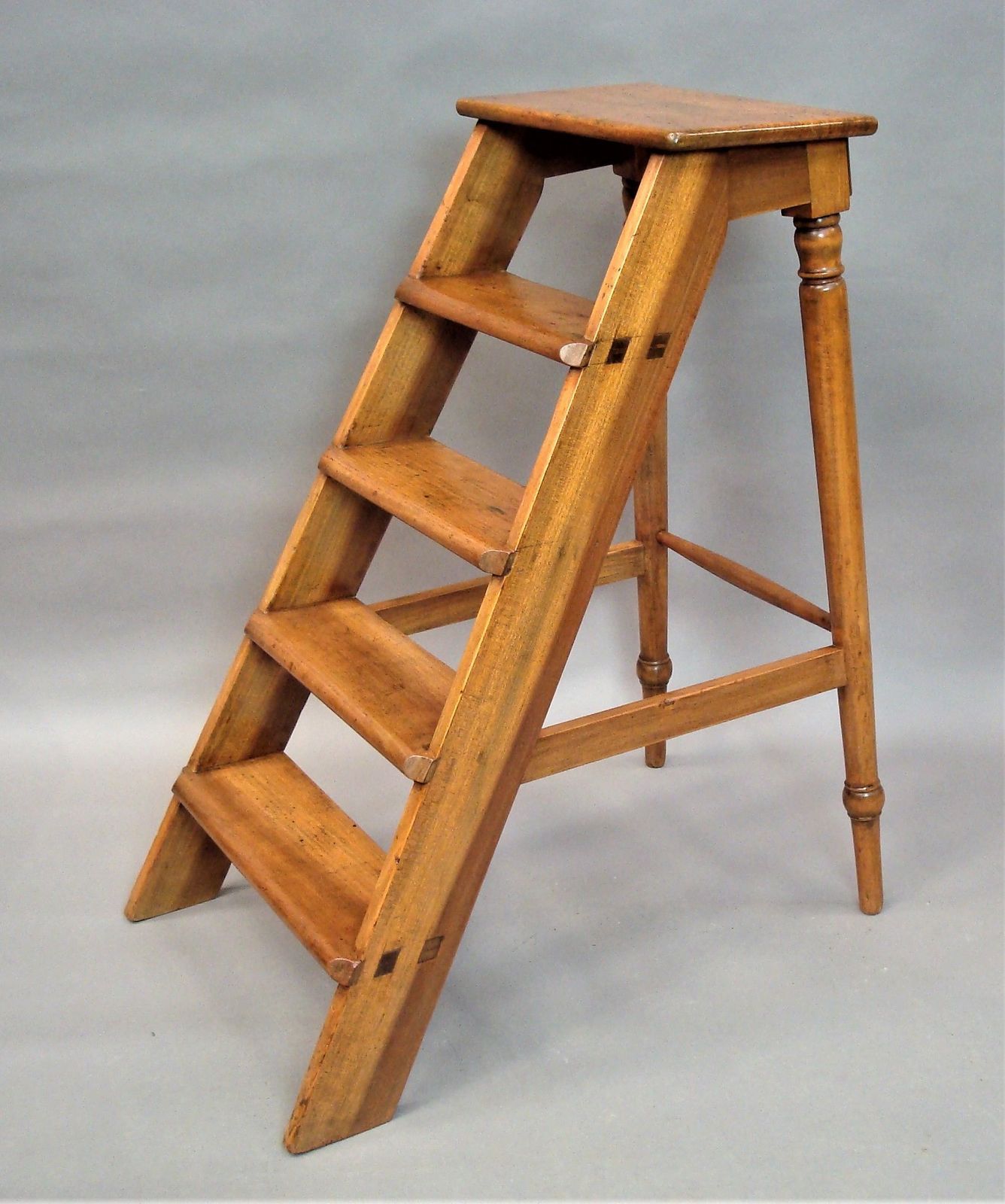 C19th English Set Of Fruitwood Library Steps photo buy