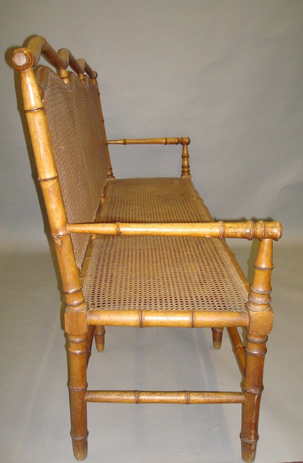 C19th Cherrywood Faux Bamboo Settee photo 2860.0