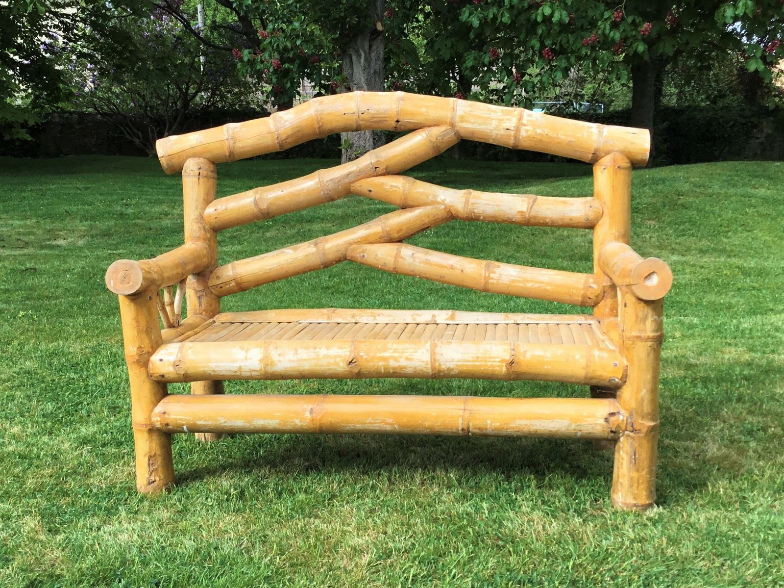 C20th Bamboo Garden Seat / Conservatory Seat photo furniture