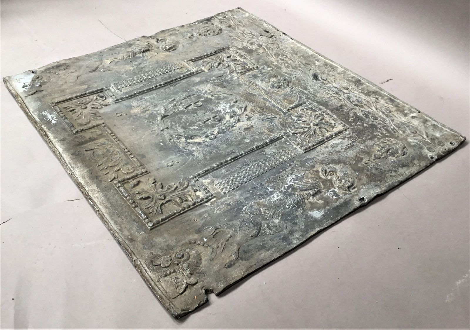 3190.0 Georgian Lead Cistern Panel, 1700s photo