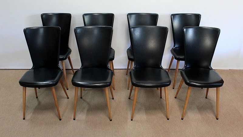 Suite Of 8 Baumann Chairs, "Essor" Model, 1960s