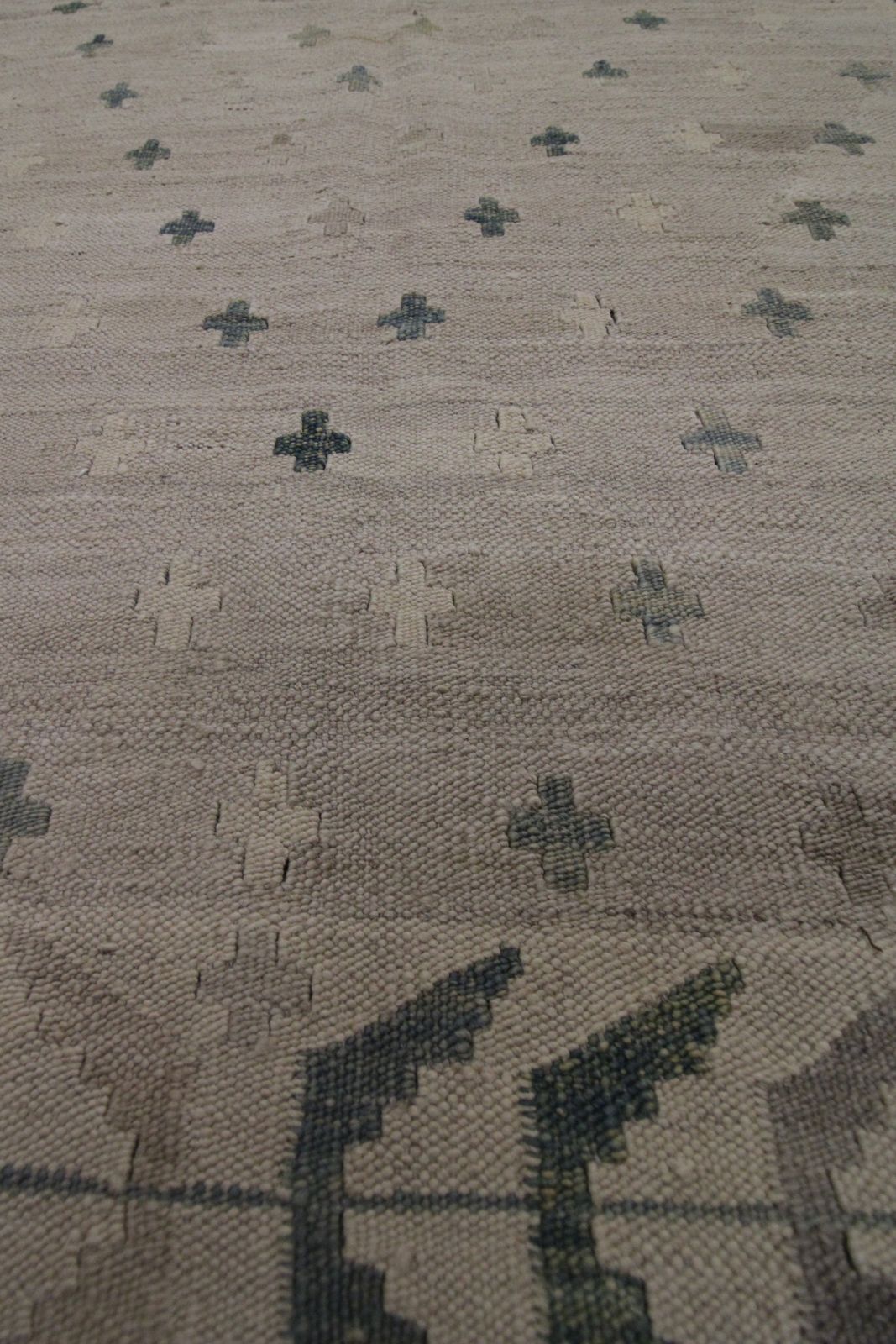 New Traditional Beige Wool Kilim Handmade Flat Woven Area Rug  124x170cm photo vinterior