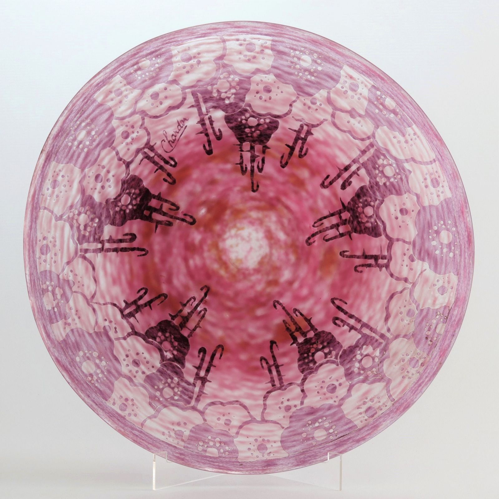 Charles Schneider For La Verre Francais Art Deco Cameo Glass Charger C1925