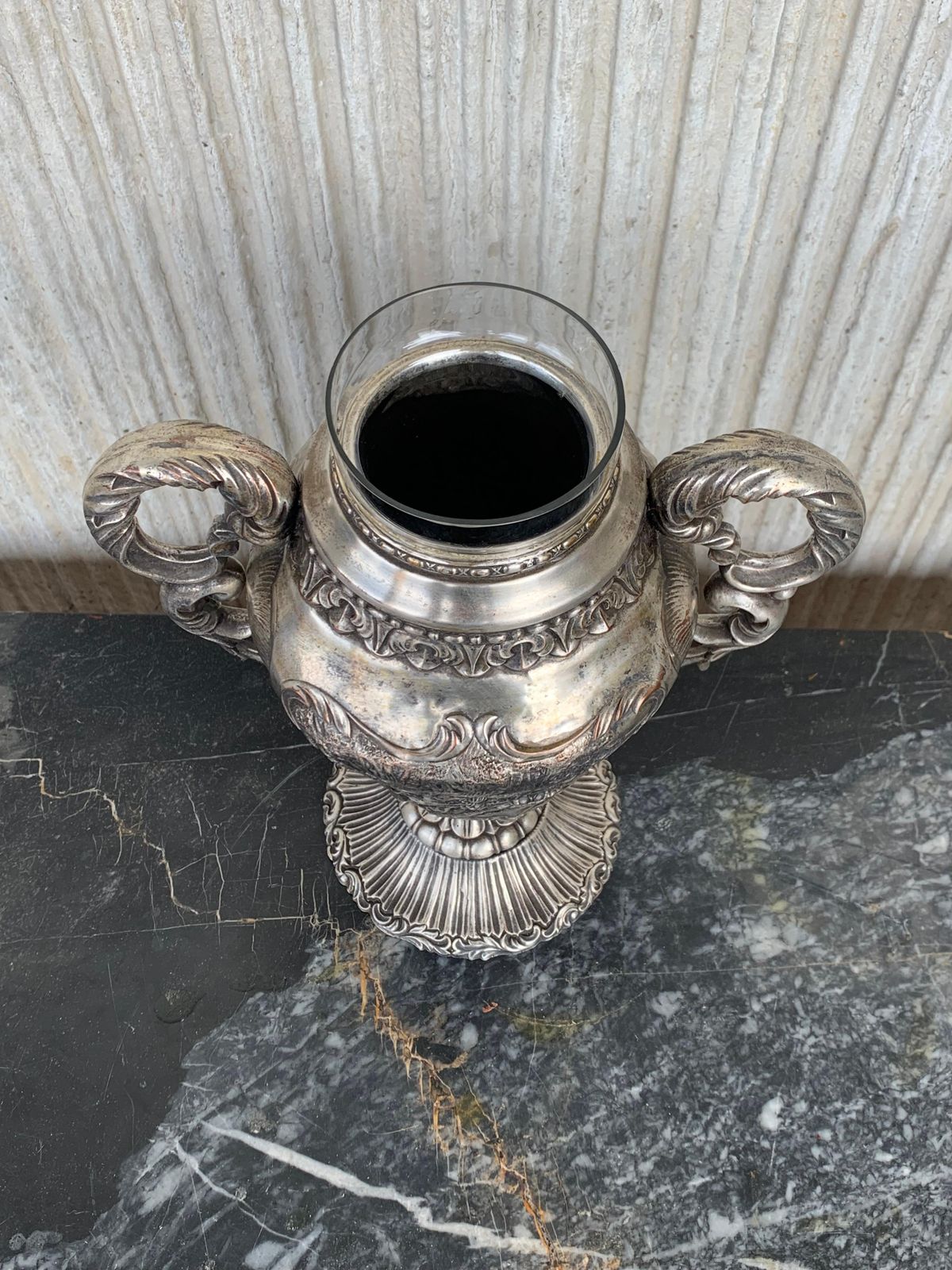 Coupe de présentation d'époque édouardienne en argent sterling avec verre intérieur photo Décoration