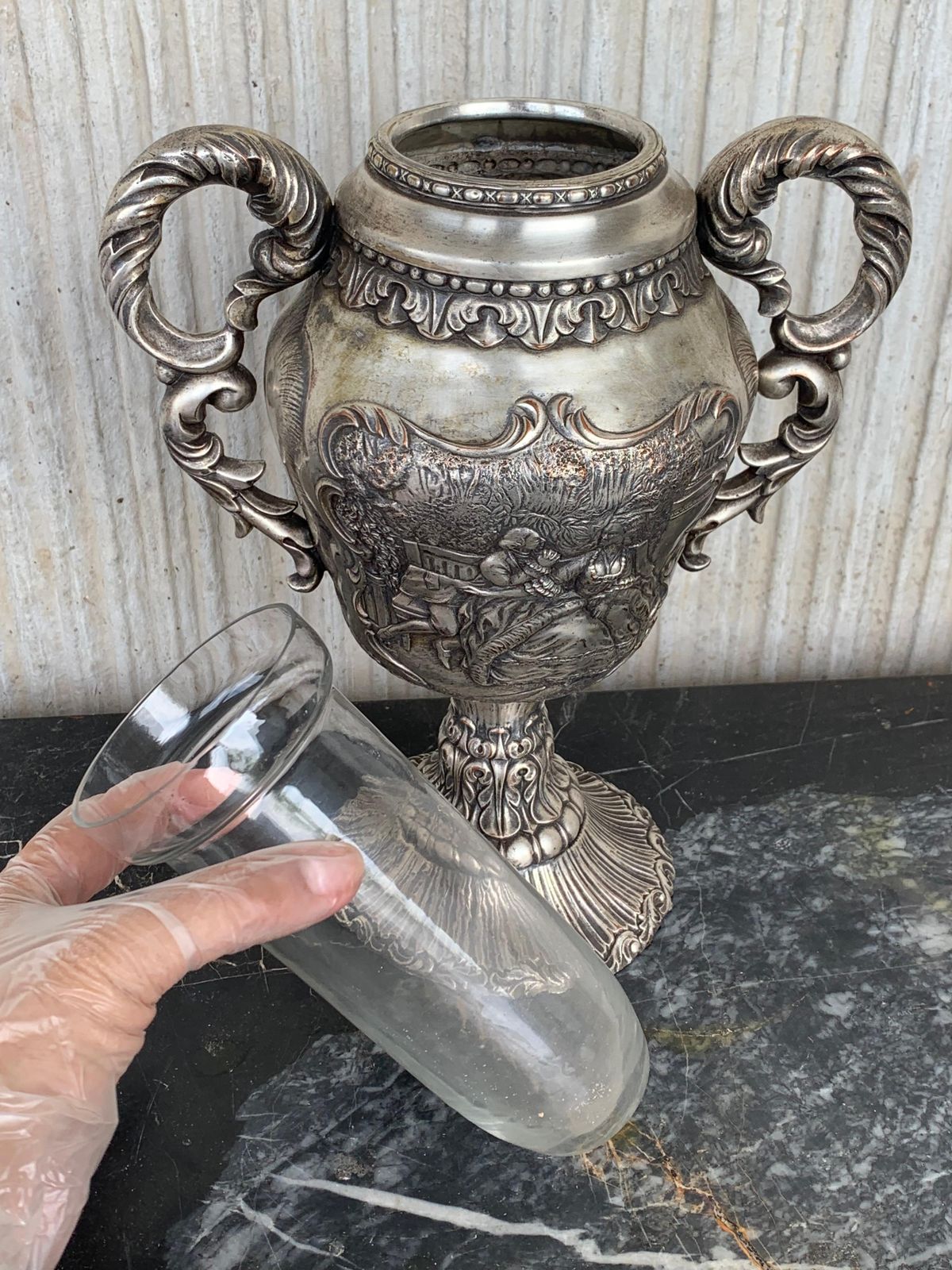 Coupe de présentation d'époque édouardienne en argent sterling avec verre intérieur photo buy