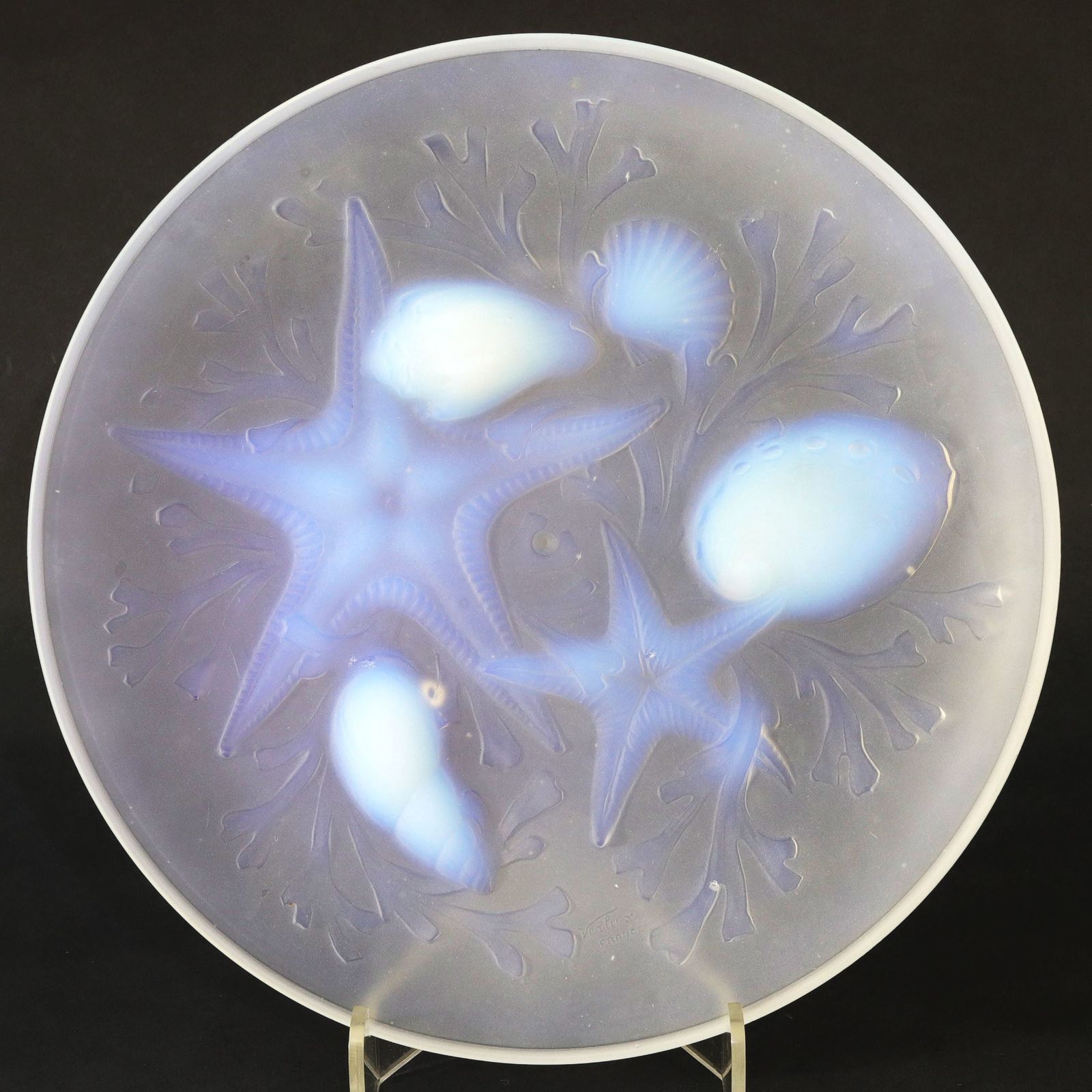 Art Deco French Opalescent "Starfish" Glass Charger By Verlux C1920s