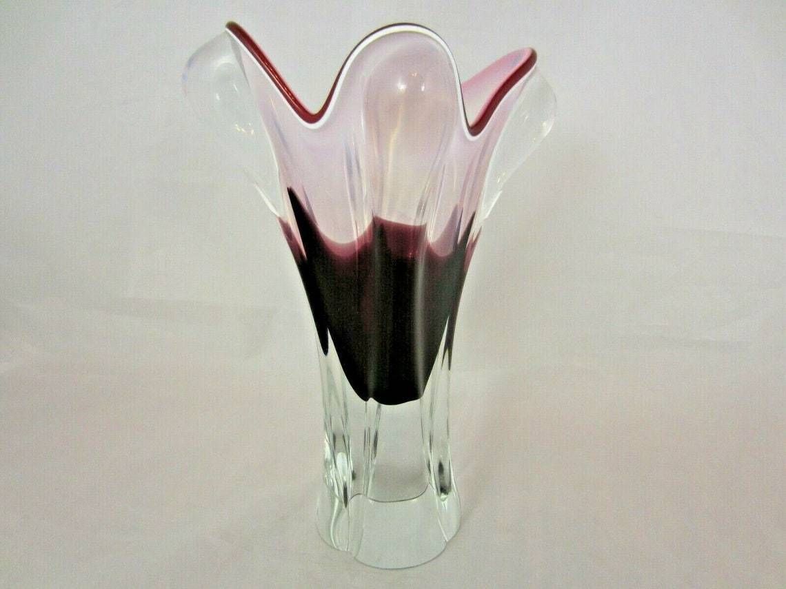 Czech Bohemia Sommerso Ice Cream Cone Glass Vase / Sculpture 70s photo for sale
