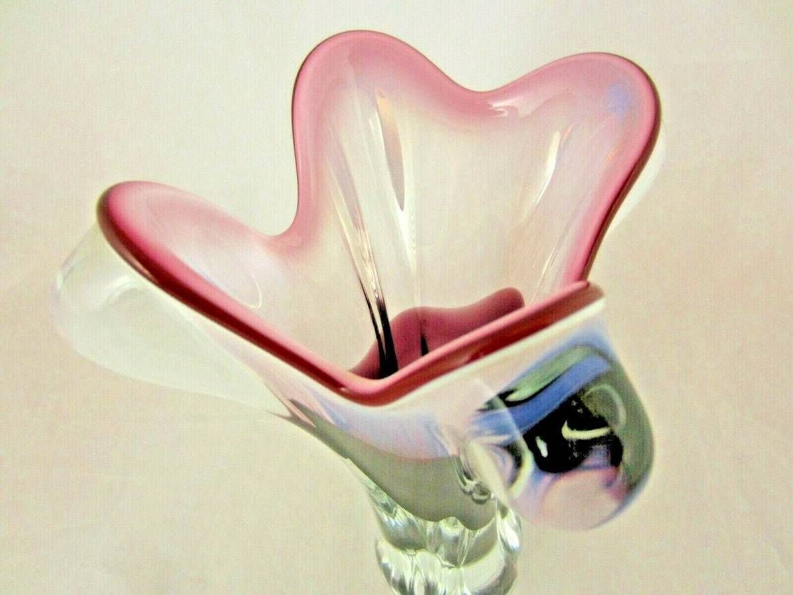 photo for sale Czech Bohemia Sommerso Ice Cream Cone Glass Vase / Sculpture 70s