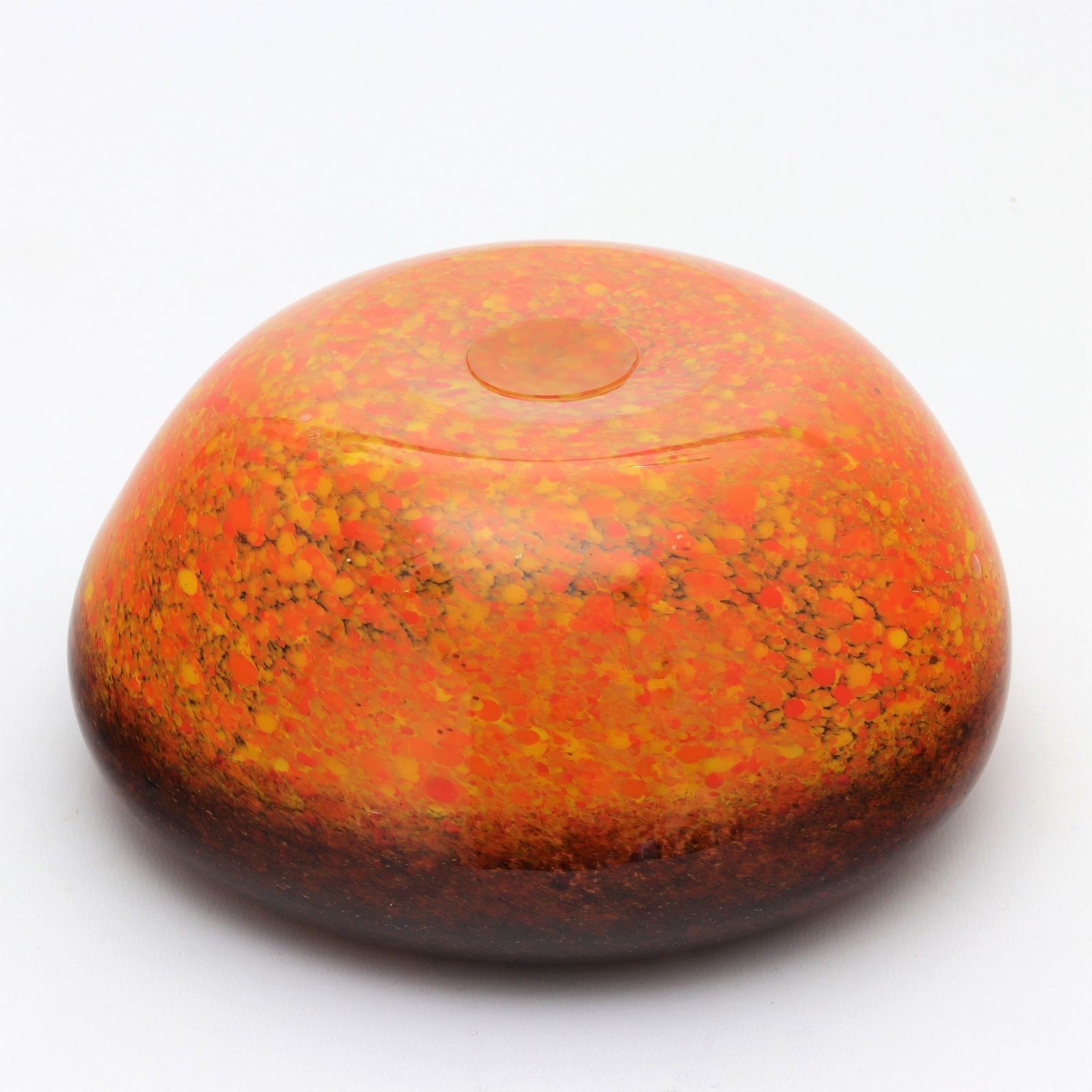 Monart Art Deco Orange And Bronze Glass Bowl With Trilobed Rim C1930s photo buy