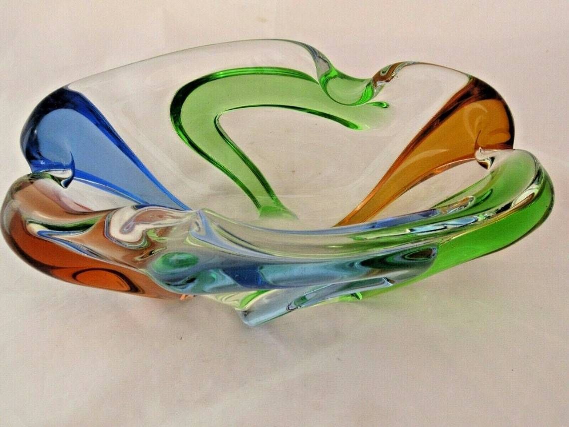 Huge Czech Bohemian Mstisov Rhapsody Glass Bowl Frantisek Zemek Xxl Rare 2.6kg photo vinterior
