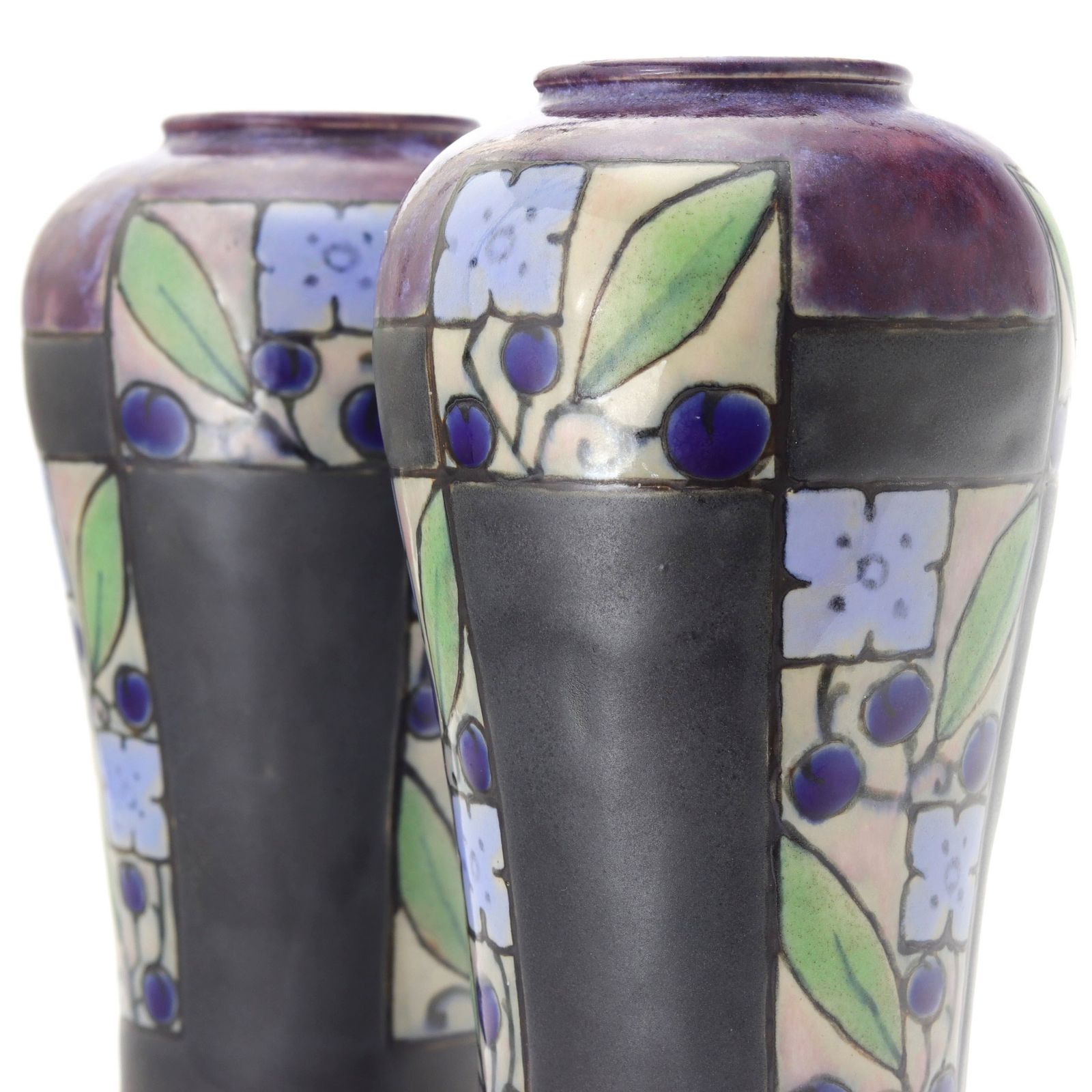 Pair Of Royal Doulton Art Deco Stoneware Vases By Florrie Jones C1920 photo furniture