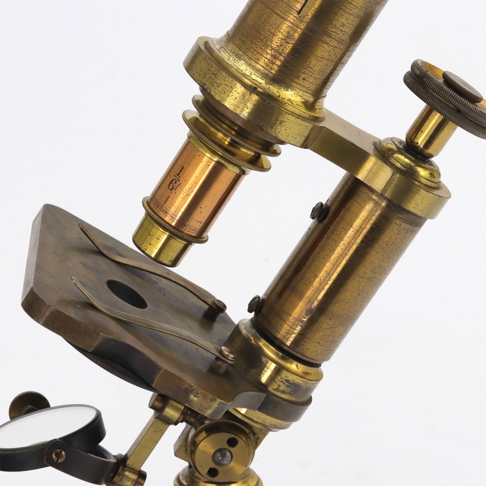 Mahogany Cased Brass Monocular Microscope By Baker Of London C1870 photo vinterior