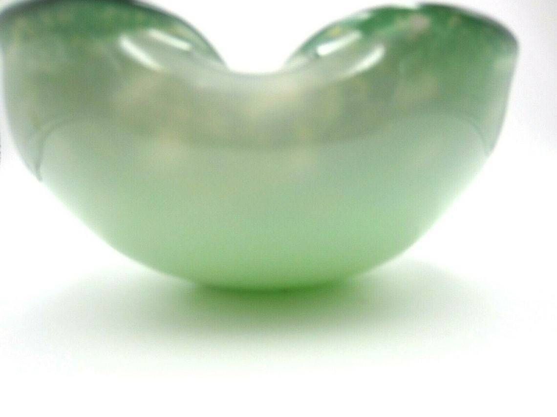 Stunning Barbini Green Murano Art Glass Bullicante, Aventurine And Opline Bowl photo 52.0