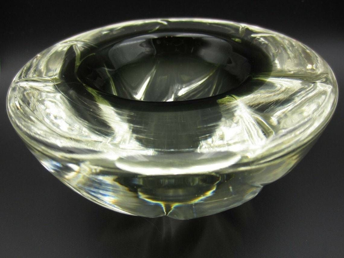 Futuristic Xxl Sommerso Grey In Clear Geode Art Glass Bowl 2.7kg