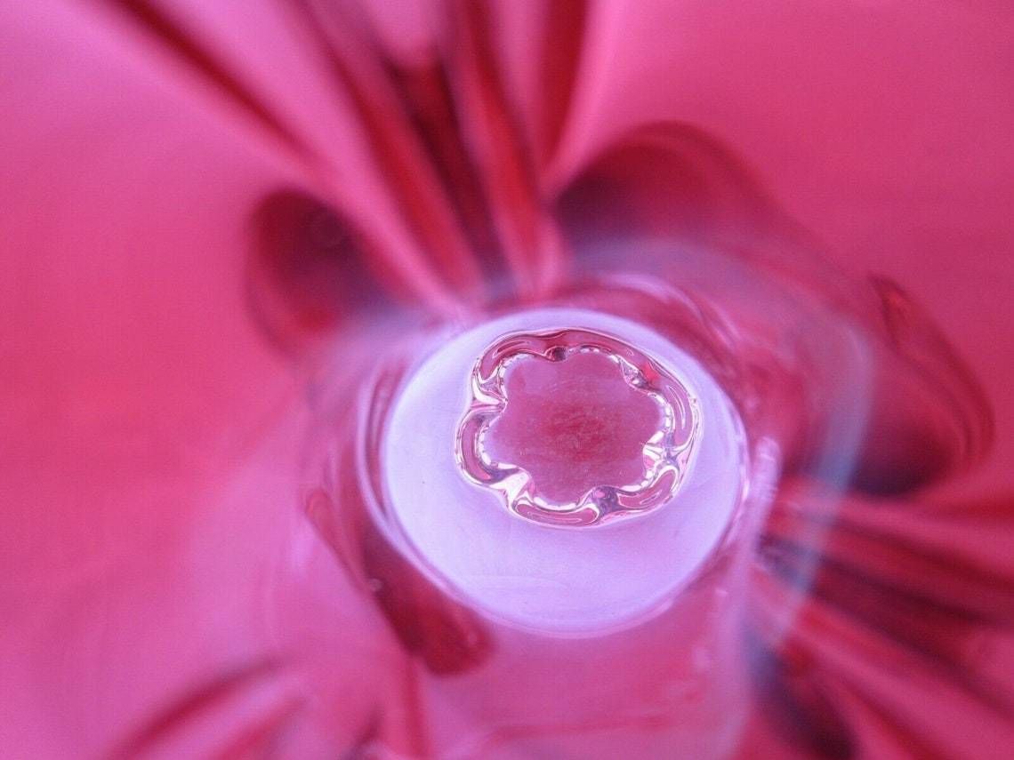 Beautiful Chribska Flower Mouth Pink Sommerso Art Glass Vase photo for sale