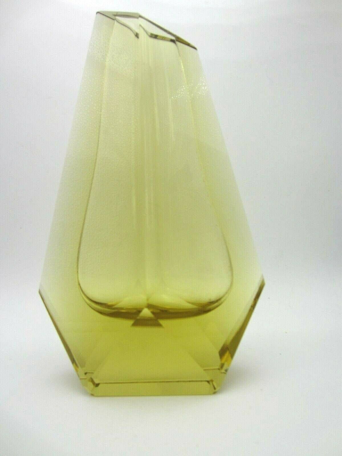 Geometric Shaped Art Glass Vase Czech Sculpture Cubist Faceted Vlastislav Hofman photo furniture