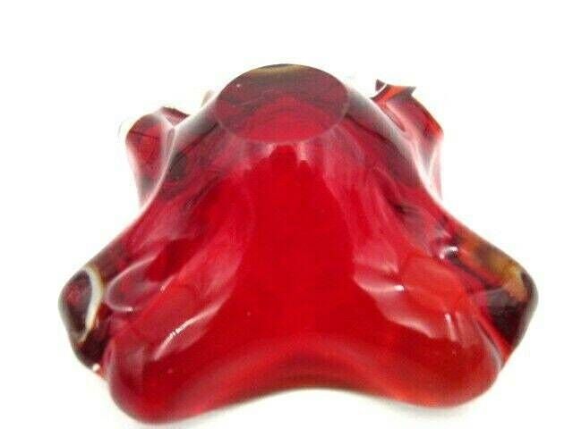 Bright Red Murano Sommerso Quality Italian Art Glass Bowl Candy Dish photo buy
