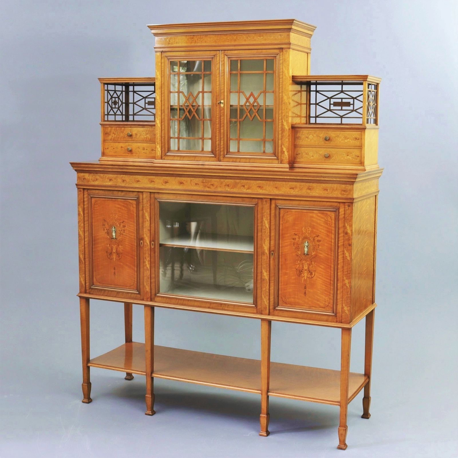 Fine Satinwood And Marquetry Display / Side Cabinet By Gillows Of London C1902