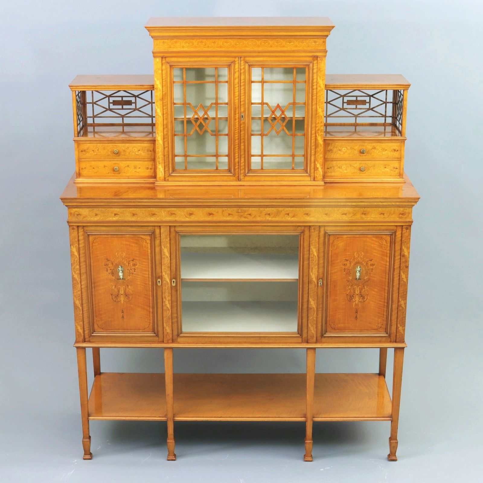 Fine Satinwood And Marquetry Display / Side Cabinet By Gillows Of London C1902 photo Furniture