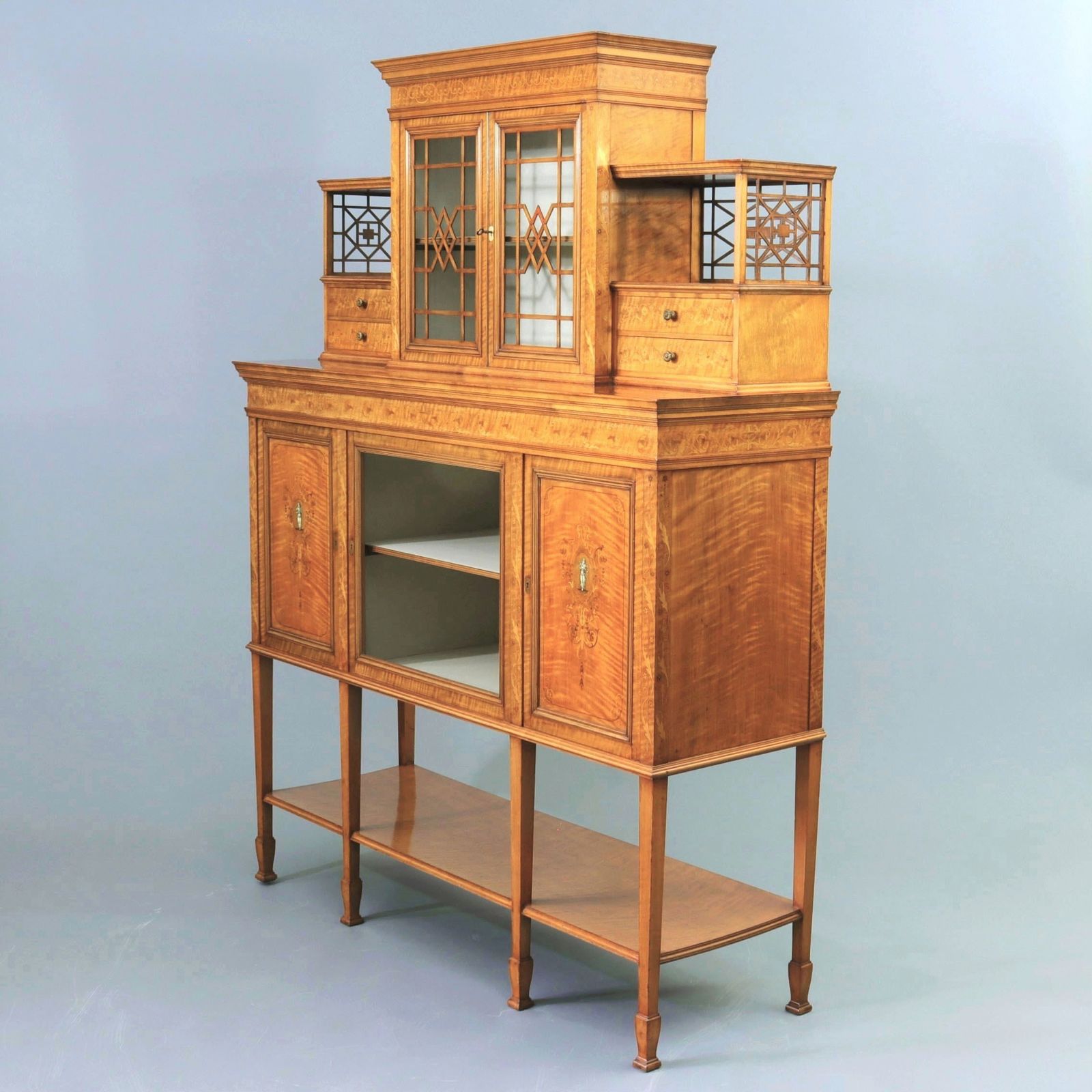 Fine Satinwood And Marquetry Display / Side Cabinet By Gillows Of London C1902 photo buy