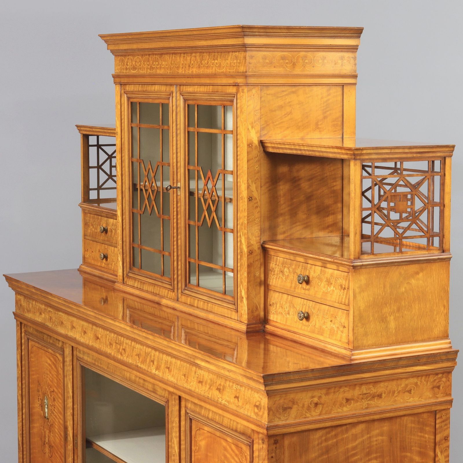 Fine Satinwood And Marquetry Display / Side Cabinet By Gillows Of London C1902 photo vintage