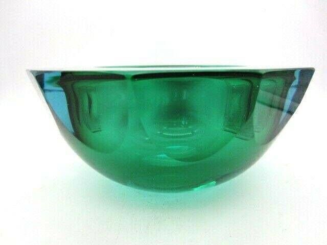 Caviar Bowl Huge Alessandro Mandruzzato Murano Faceted Green And Blue Sommerso Art Glass photo furniture
