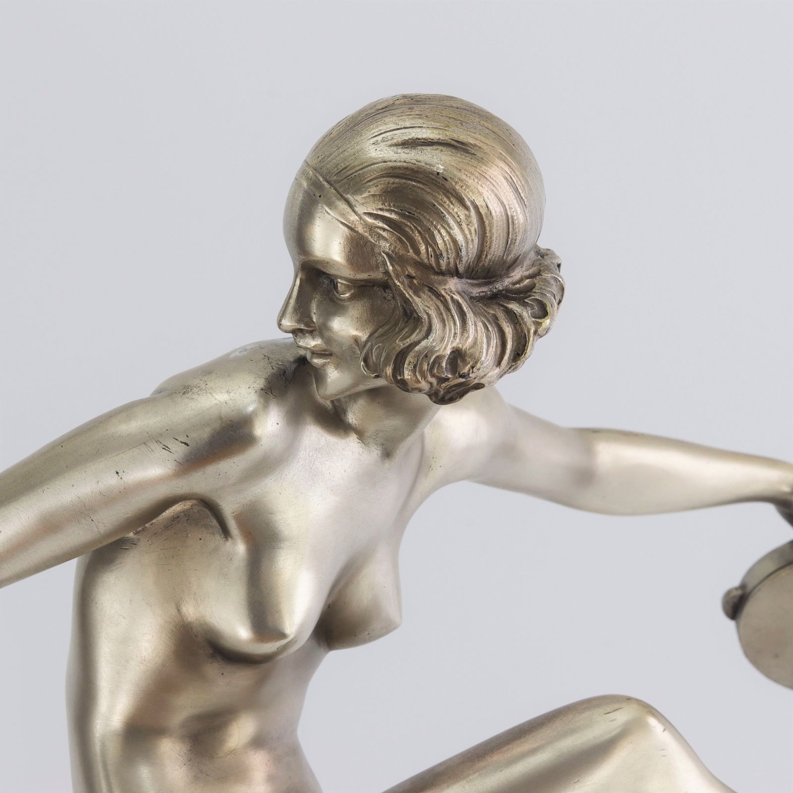 Pierre Laurel Art Deco Silvered Bronze Figure "Tambourine Dancer" C1925 photo furniture