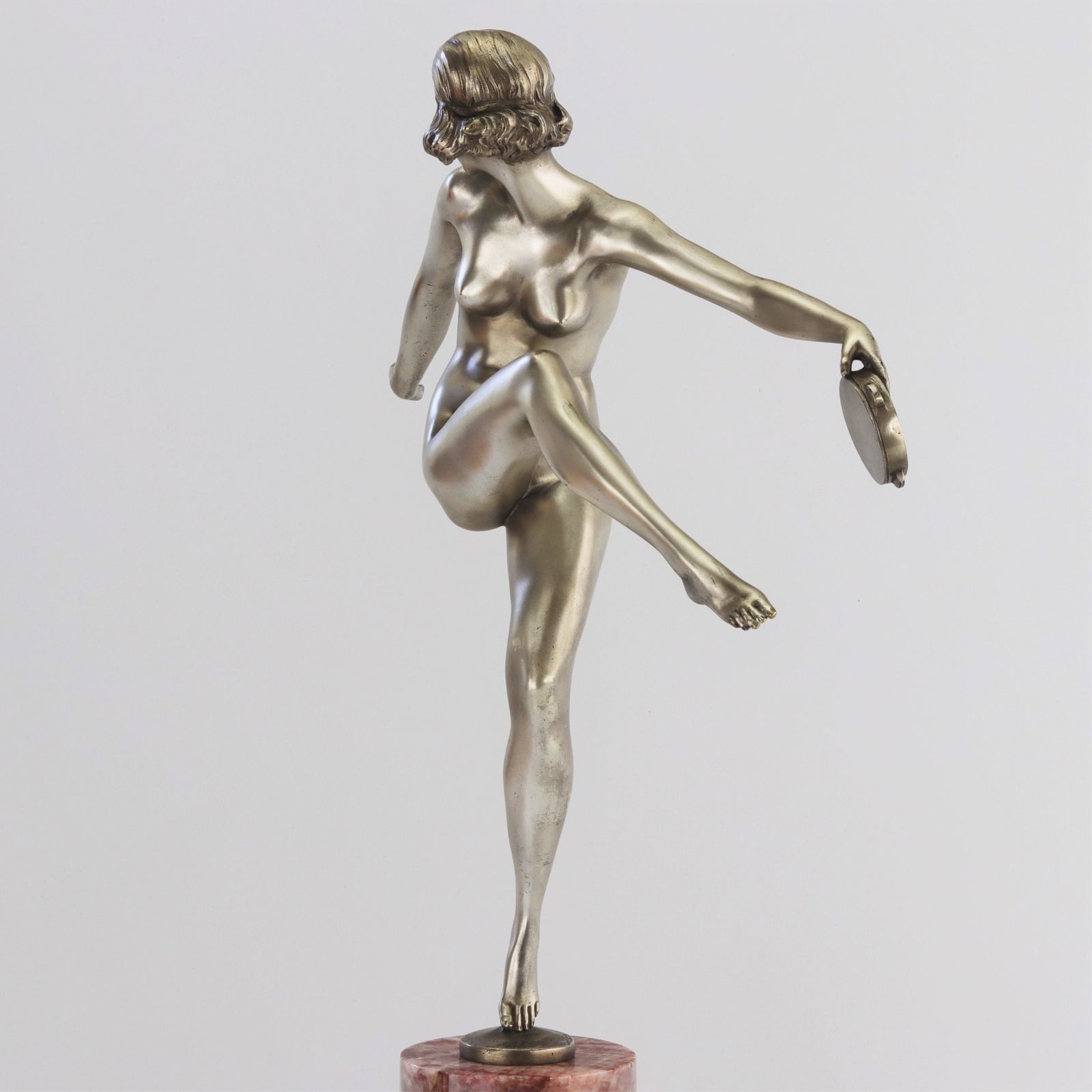 Pierre Laurel Art Deco Silvered Bronze Figure "Tambourine Dancer" C1925 photo vinterior