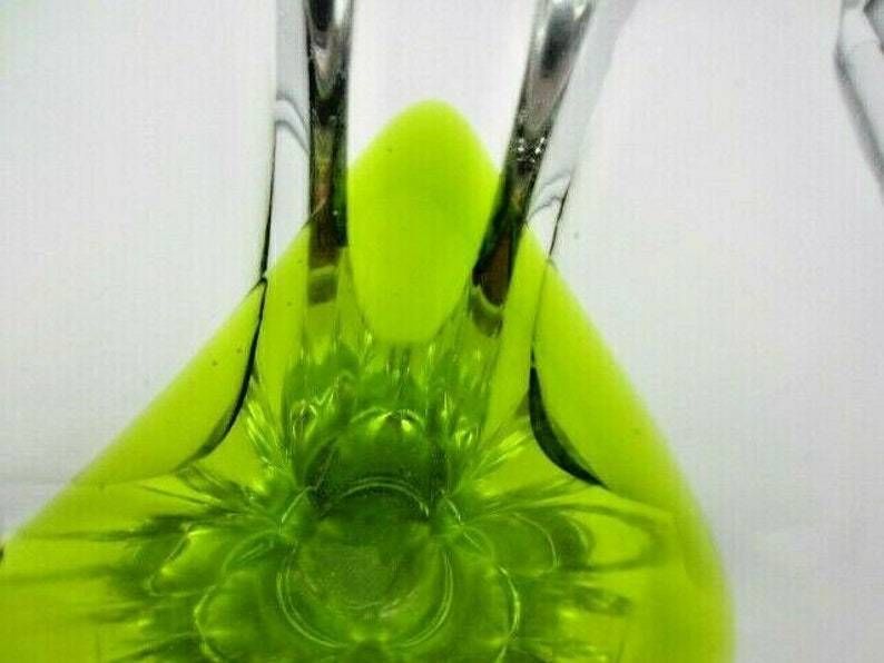 Sommerso Lime Green Ice Cream Cone Art Glass Vase  Sculpture Czech + Label photo buy