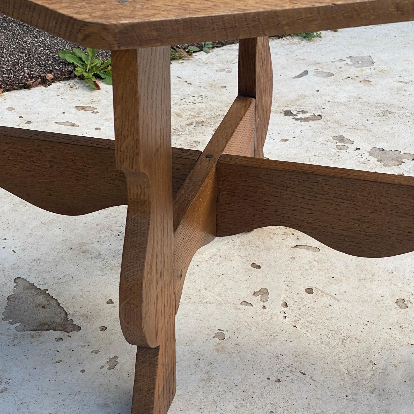 Low Table In Oak, Beige Color, Made In France, Around 1960, Made By An Artisan photo vinterior