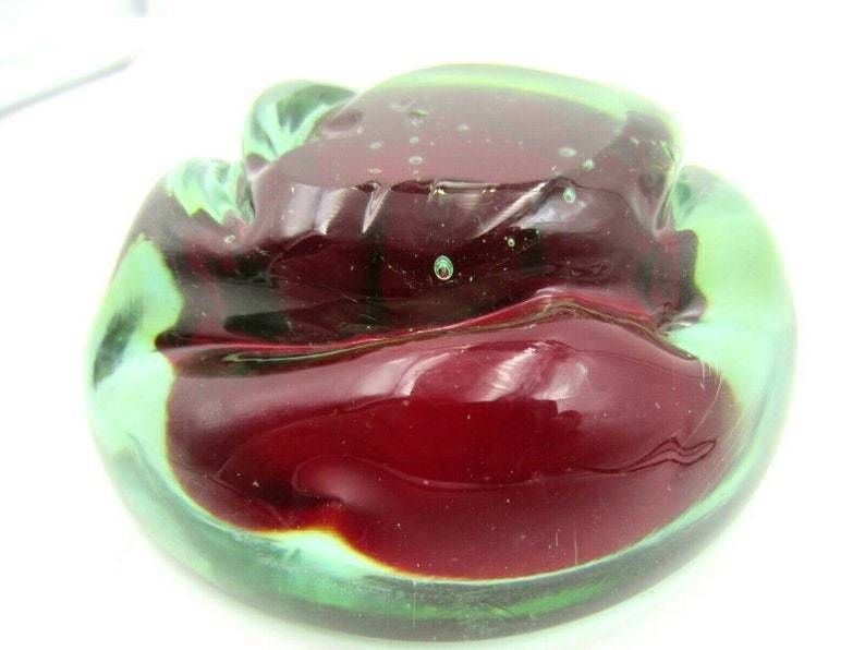 photo for sale Red In Green Poli Seguso Era Sommerso Art Glass Jelly Mould Bowl Murano 1950s