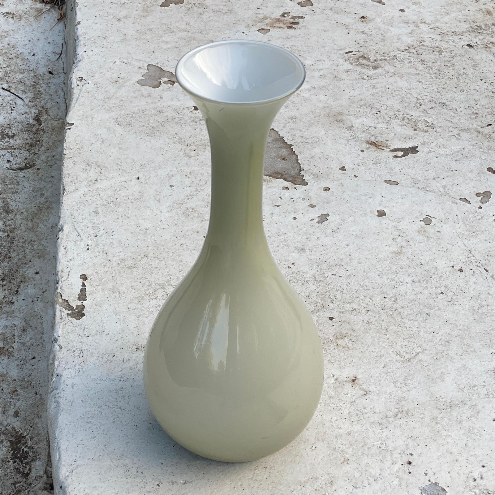 Opaline Vase, In Green Color, Made In 1960, Italy