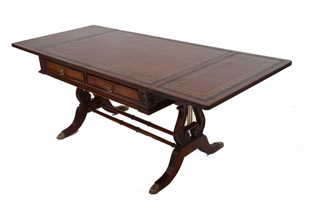 Regency Sofa Table Mahogany Leather Top photo buy
