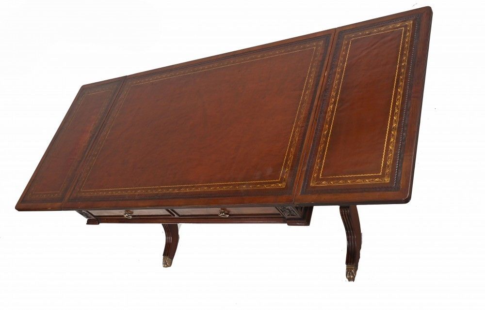 photo furniture Regency Sofa Table Mahogany Leather Top