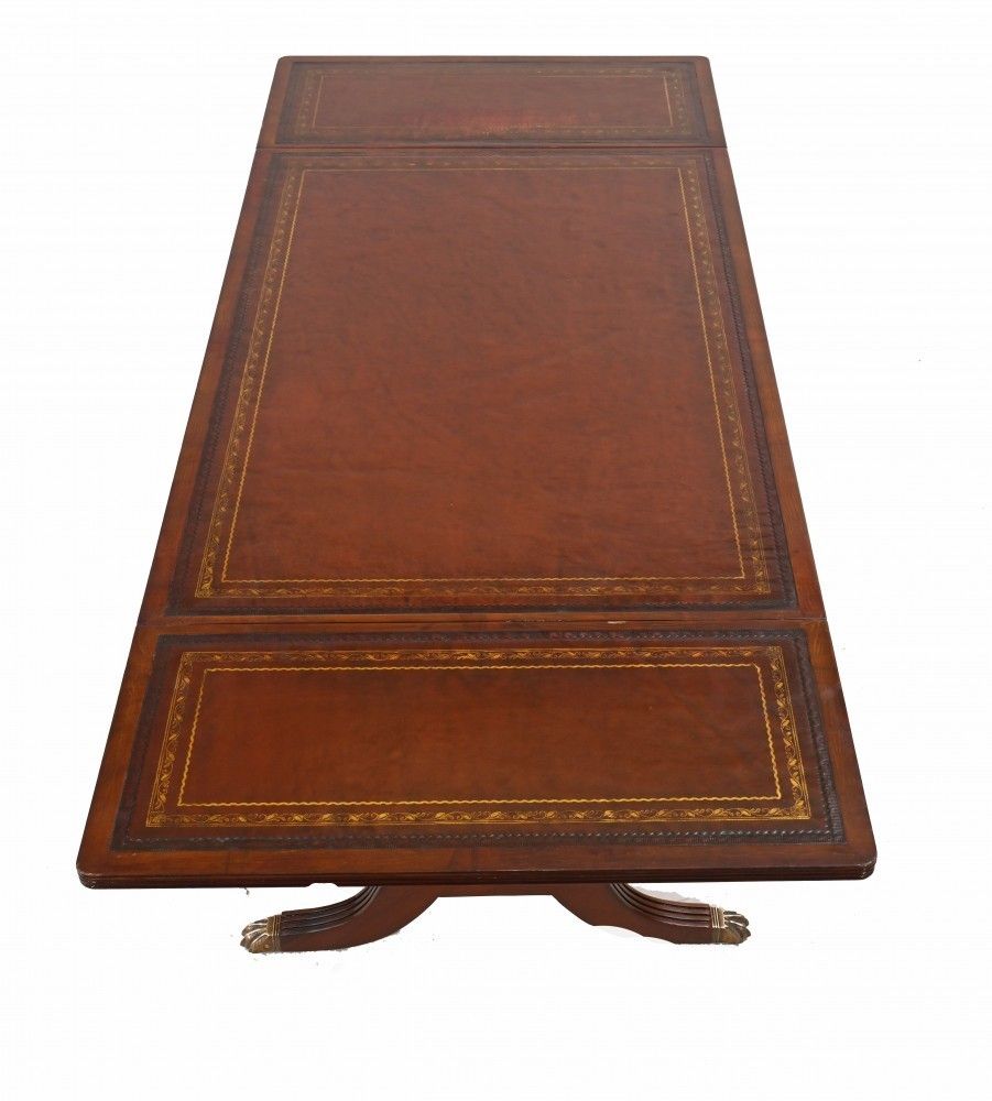 Furniture Regency Sofa Table Mahogany Leather Top photo