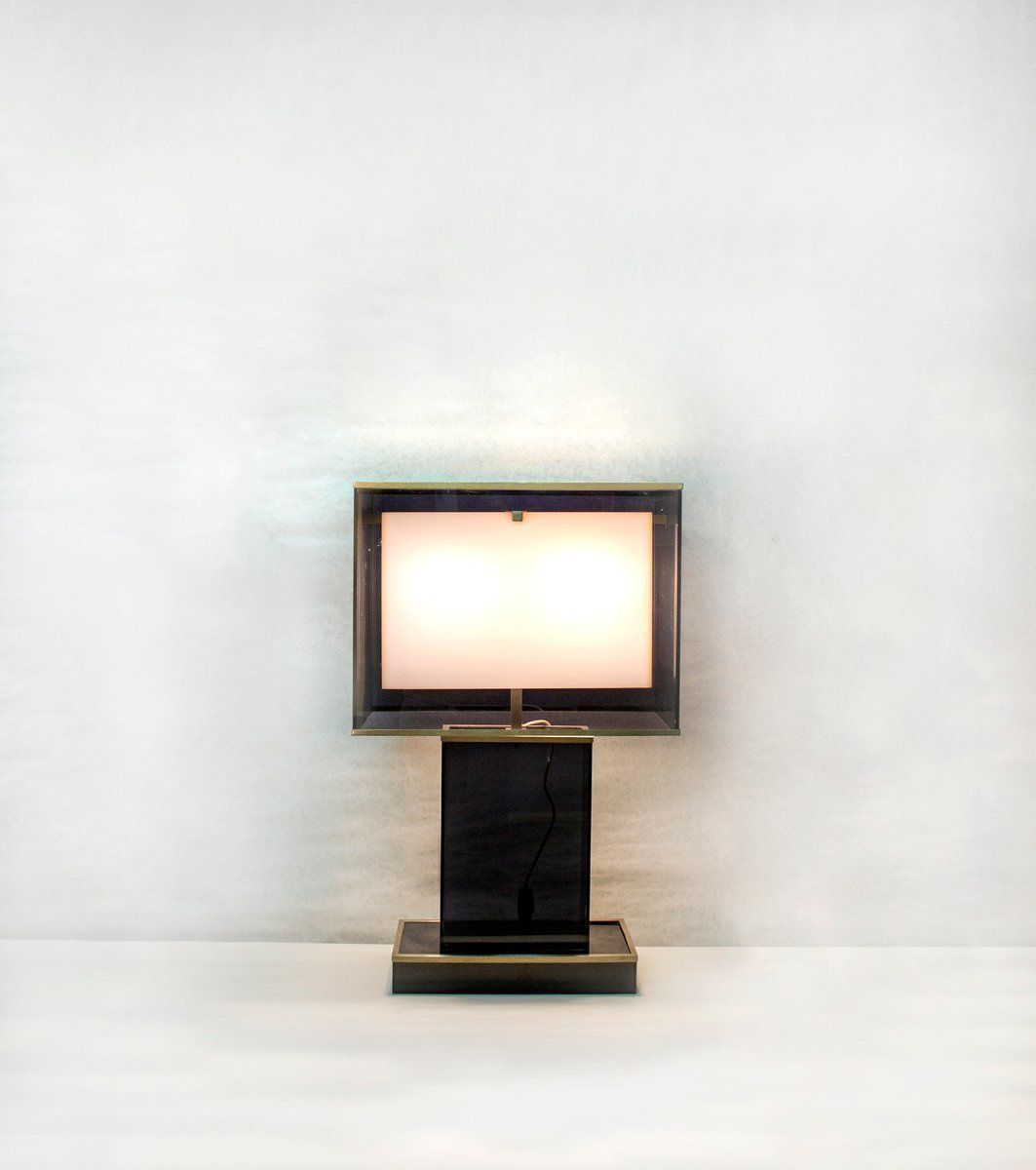 Italiaanse Plexiglas En Messing Lamp Van Nd, Jaren 1970 photo for sale