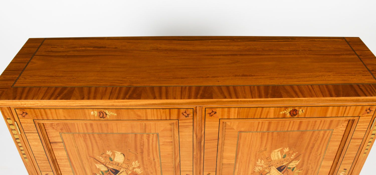 Bespoke Satinwood & Marquetry Inlaid Pier Side Cabinet photo vinterior